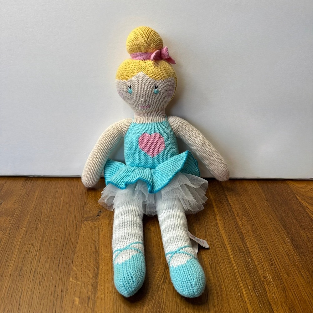Zubels Zoe the Blue Ballerina Knit Doll Kids 14" Hand-Knit Soft Toy Heart Tutu